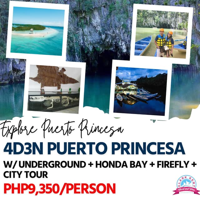 4 Days 3 Nights Puerto Princesa w/ Underground River + Honda Bay Tour + Firefly Watching + City Tour (Mariafe Inn or any similar hotel)